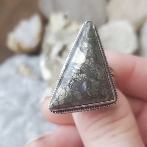 New Pyrite Agate 925 Silver Ring.